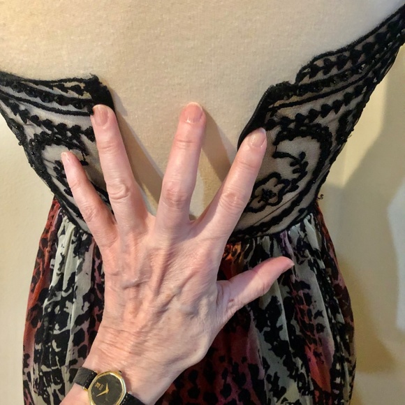 Free People Maxi Dress / Beaded Lace & Silk Edwardian Style Gown NWT - Size 2 - Picture 12 of 16